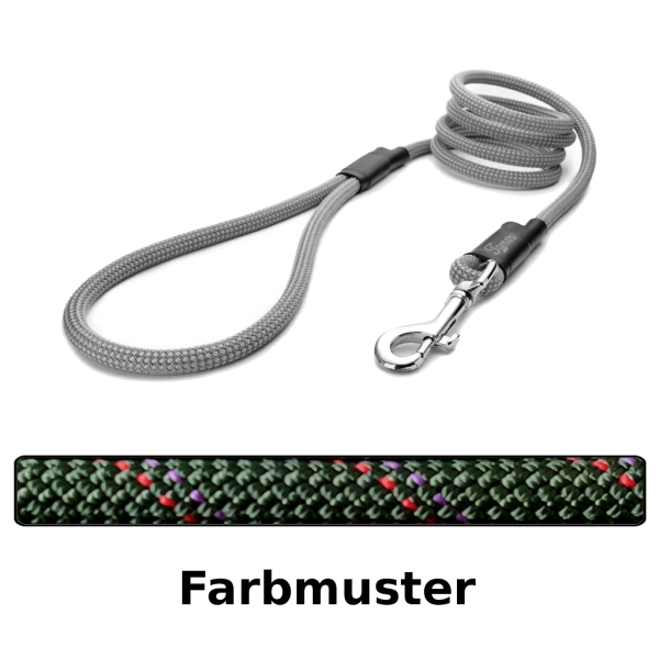 klassische Hundeleine - M - 115cm - olive mit rot und lila Linien